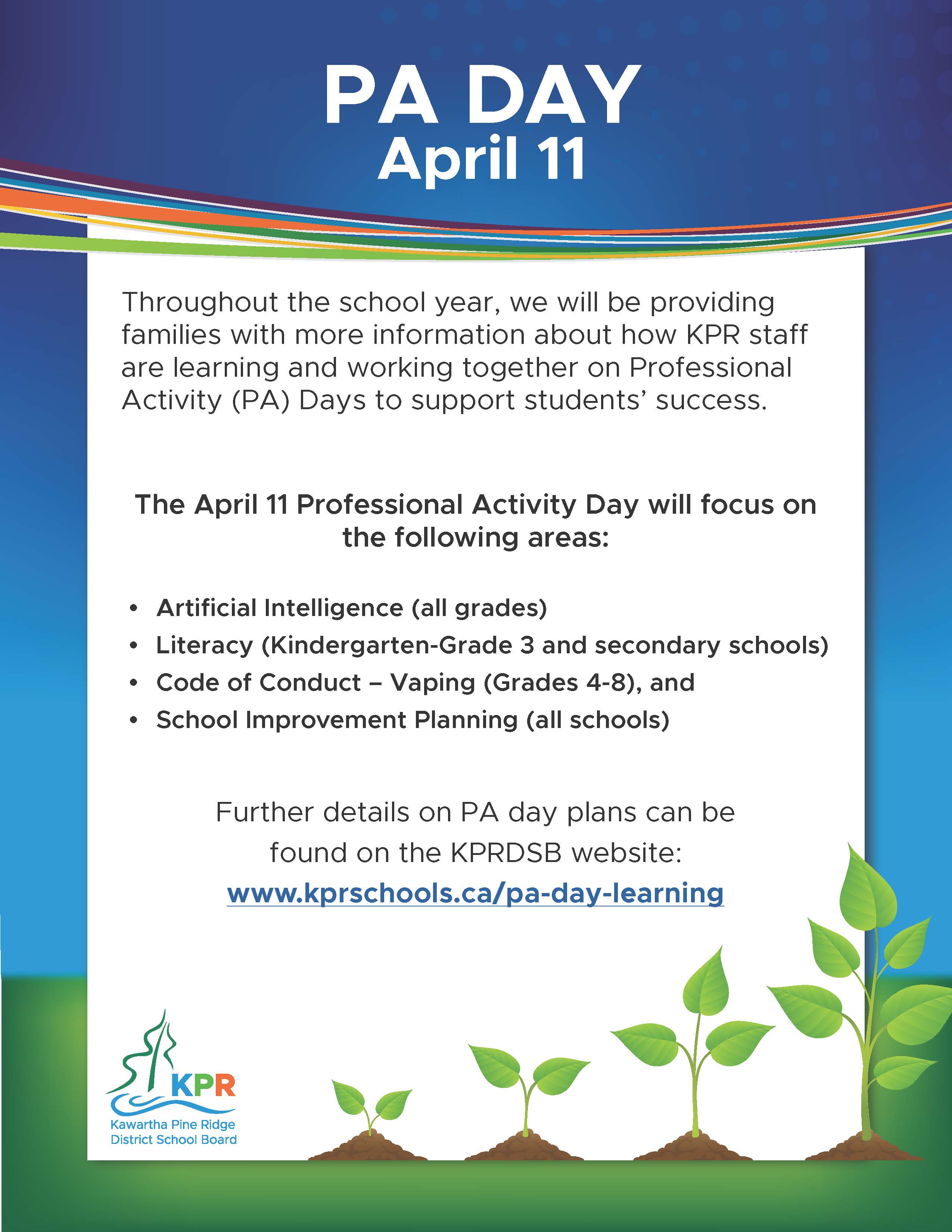 PA Day - Friday April 11th